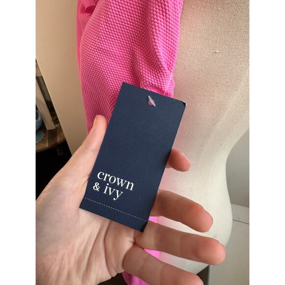 Crown & Ivy Pink Pique Swim Dress Swimsuit One Piece NWT size 8 - Picture 4 of 6